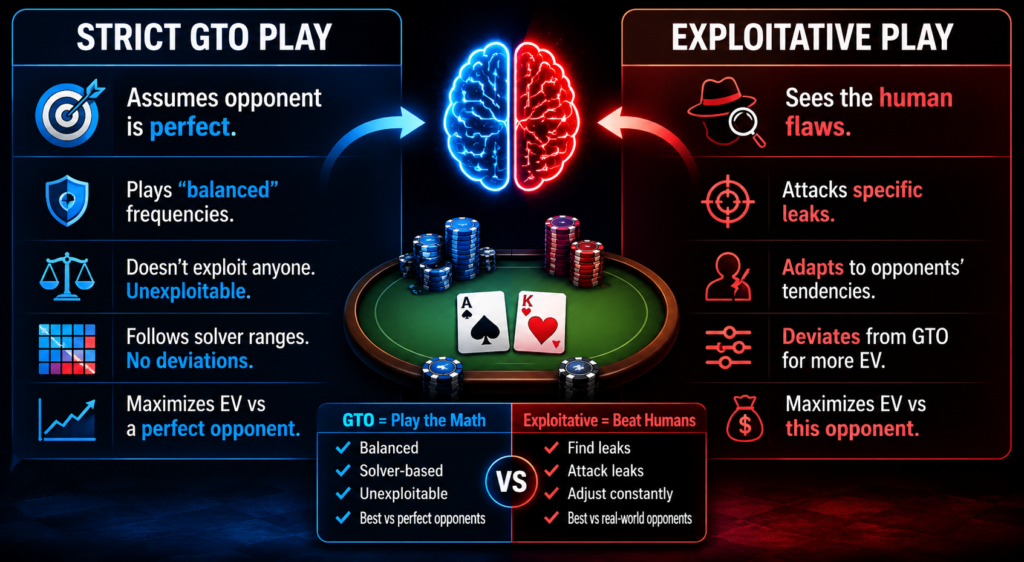 Strict gto play vs explo